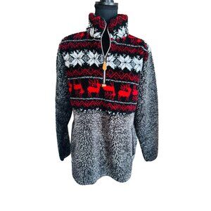 Simply Southern Womens Small Gray Nordic Sherpa 1/4 Zip Pullover Sweater Outdoor